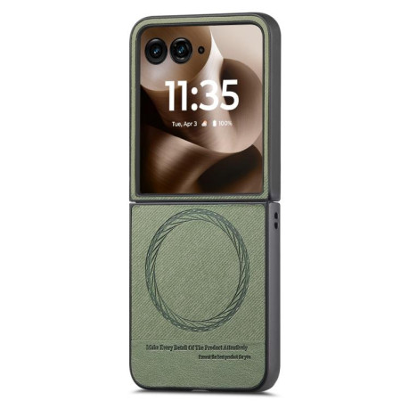 Чехол Twill Fabric Leather Skin Magnetic для Motorola Razr 60 Ultra - зелений