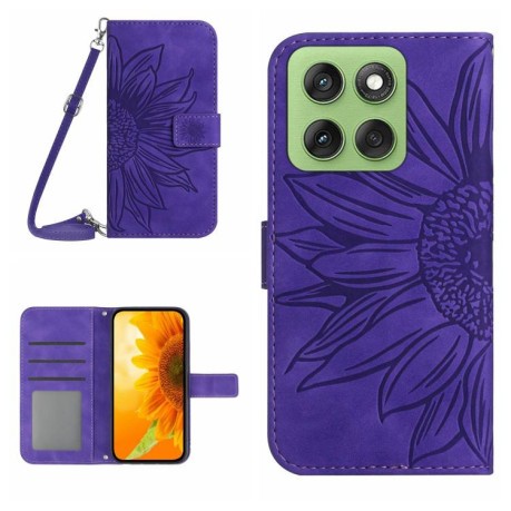 Чехол-книжка Skin Feel Sun Flower для Motorola Edge 60 5G - фиолетовый
