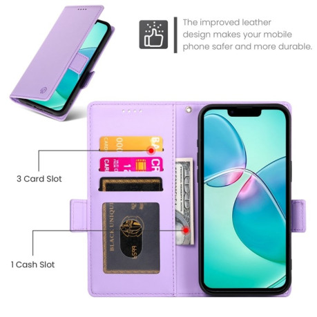 Чехол-книжка Side Buckle Magnetic Frosted Leather для iPhone 16e - фиолетовый