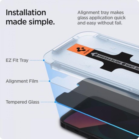 Комплект защитных стекол Spigen Glas.Tr ”EZ Fit” для iPhone 13 Pro Max - Privacy
