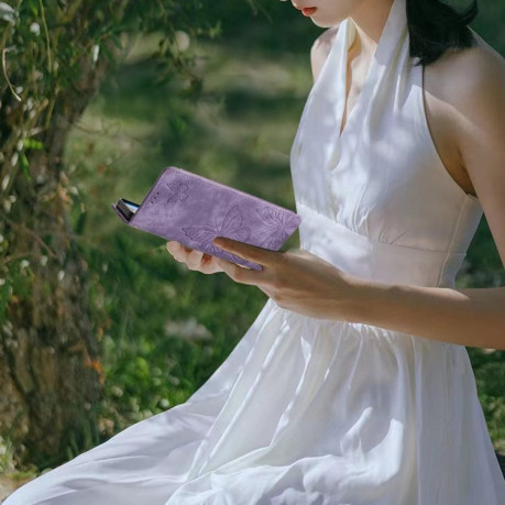 Чехол-книжка Embossed Butterfly для Samsung Galaxy A56 5G - фиолетовый