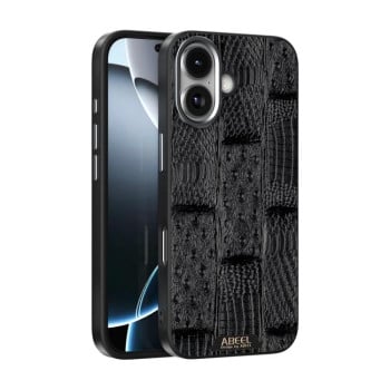 Ультратонкий чехол ABEEL Beast Pattern 6D Micro-Embossed MagSafe Genuine Leather на iPhone 17 - Black