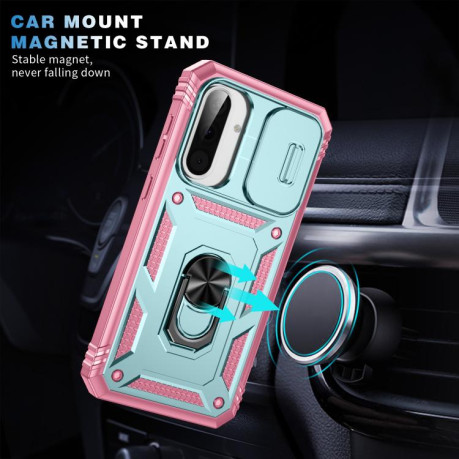 Противоударный чехол Sliding Camshield для Samsung Galaxy A36 5G - Green+Pink