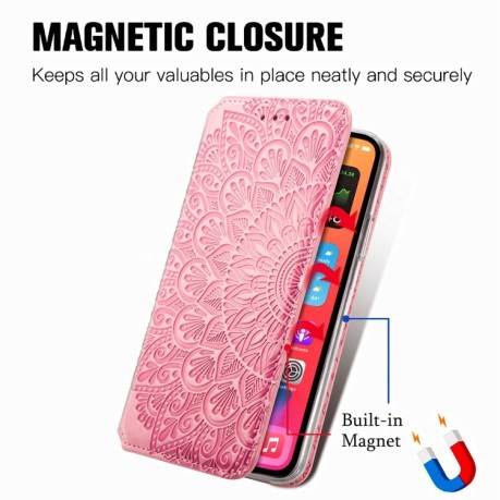 Чохол-книжка Blooming Mandala для iPhone 13 Pro - рожевий