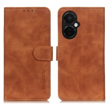 Чехол-книжка KHAZNEH с матовой фактурой Cowhide и магнитным хлястиком на OnePlus Nord N30/CE 3 Lite - коричневый