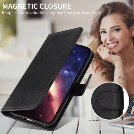 Чохол-книжка зі строчкою та фактурою Calf для Poco 8 Pro/Redmi Note 15 Pro+ 5G Global 163.3mm — чорний