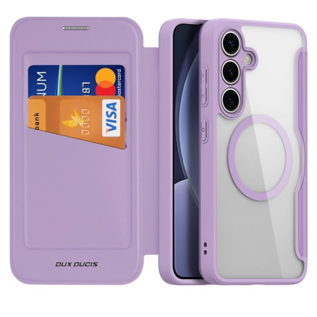Чехол-книжка DUX DUCIS Skin X Pro Series Magsafe на Samsung Galaxy S25 5G - фиолетовый