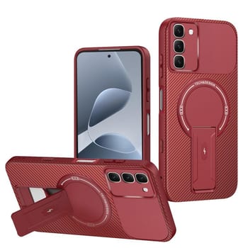 Противоударный чехол Carbon Fiber Texture (MagSafe) на Infinix Hot 70 5G — красный
