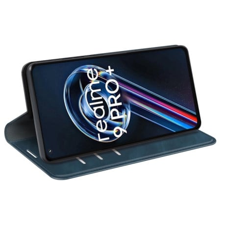 Чехол-книжка Retro Skin Feel Business Magnetic на Realme 9 Pro Plus/ Realme 9 4G - синий