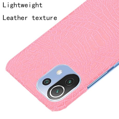 Ударопрочный чехол Crocodile Texture на Xiaomi Mi 11 Lite/Mi 11 Lite NE - розовый