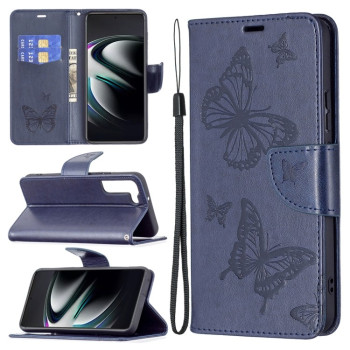 Чехол-книжка Butterflies Pattern на Samsung Galaxy S22 Plus 5G - синий