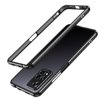 Металлический бампер Aurora Series для Xiaomi Redmi Note 11 Pro 5G (China)/11 Pro+ - черно-серебристый