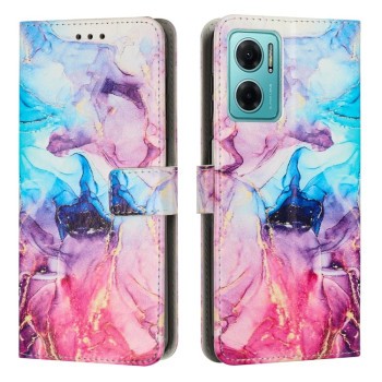 Чехол-книжка Painted Marble Pattern для Xiaomi Redmi Note 11E/Redme 10 5G - розово-синий