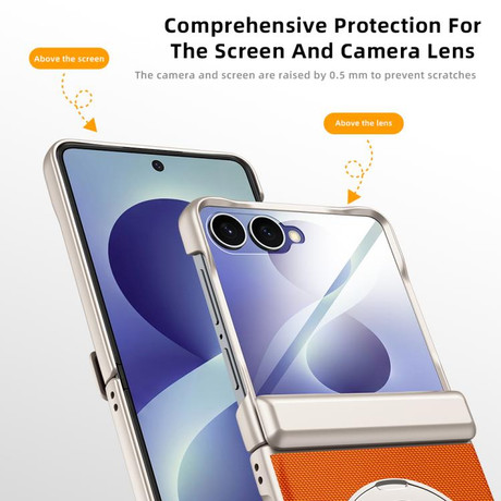 Чехол Spring Hinge Vegan Leather из эко-кожи с шарниром и 360° держателем на Samsung Galaxy Flip8 5G — черный