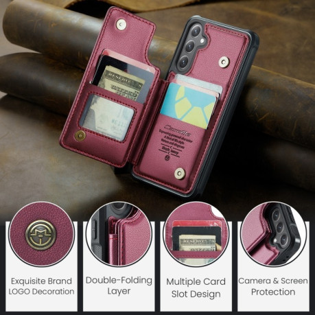 Чехол CaseMe C22 Card Slots Holder RFID Anti-theft для Samsung Galaxy S24 FE 5G - красный