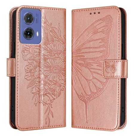 Чехол-книжка Embossed Butterfly для Motorola Moto G85 - золото
