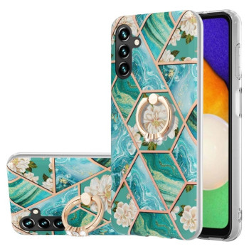 Противоударный чехол Electroplating Marble with Ring Holder для Samsung Galaxy A14 5G - синий