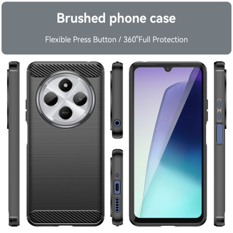 Протиударний чохол Brushed Texture Carbon Fiber на Xiaomi Redmi 14C 4G/Poco C75/Redmi A4 5G - чорний
