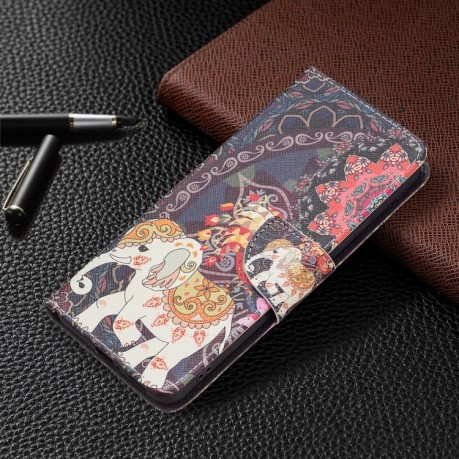 Чехол-книжка Colored Drawing Pattern для Xiaomi Redmi Note 11 Pro 5G (China)/11 Pro+ - Flowers Elephant