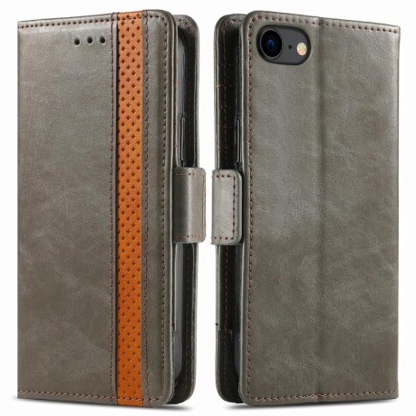 Чохол-книжка CaseNeo Splicing Dual Magnetic Buckle Leather для iPhone 16e - сірий