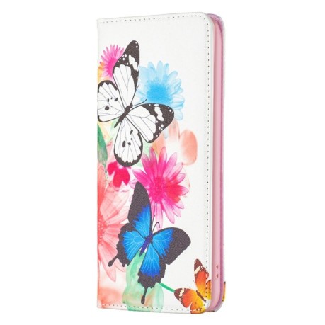 Чехол-книжка Colored Drawing Pattern Invisible для Xiaomi Poco C40/Redmi 10c - Two Butterflies