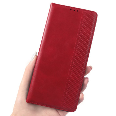 Кожаный чехол Magnetic Buckle Retro Texture для Samsung Galaxy A73 5G - красный