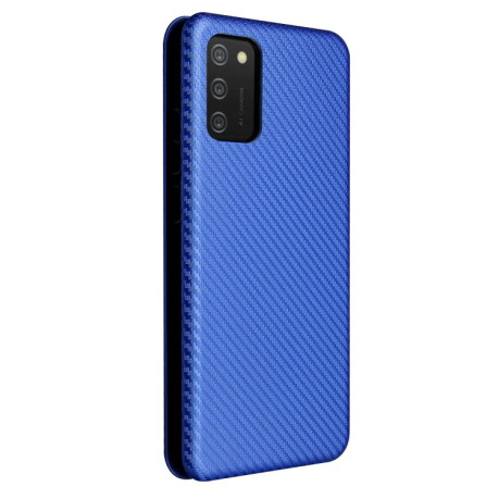 Чехол-книжка Carbon Fiber Texture на Samsung Galaxy A02s - синий