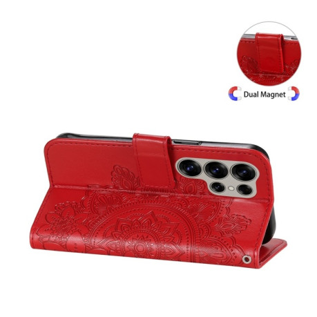 Чохол-книжка 7-petal Flowers Embossing  для Samsung Galaxy S25 Ultra 5G - червоний