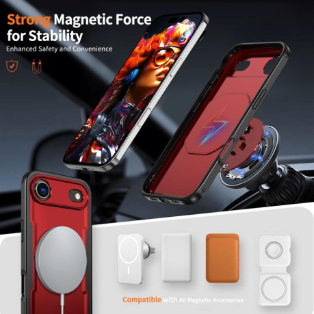 Противоударный чехол Metal 360 Degree Rotation Holder MagSafe на iPhone Air - красный