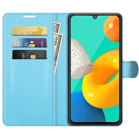 Чехол-книжка Litchi Texture на Samsung Galaxy M32/A22 4G-синий