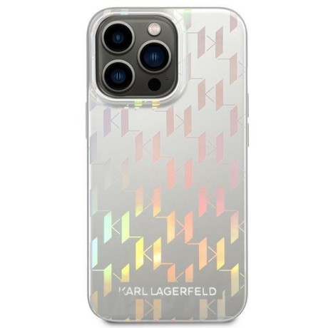 Оригинальный чехол Karl Lagerfeld Monogram Iridescent для iPhone 14 Pro Max - silver