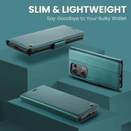 Чехол-книжка CaseMe 023 Butterfly Buckle Litchi Texture RFID Anti-theft Leather для OPPO Reno13 - зеленый