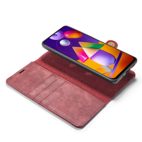 Кожаный чехол-книжка DG.MING Crazy Horse Texture на Samsung Galaxy M31s - красный