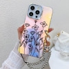 Чехол Electroplating Laser Flower Phone Case with Wrist Strap  для iPhone 16 Pro - Drawn Flowers