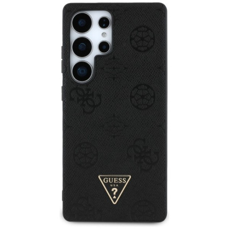 Оригінальний чохол Guess Grained Hot Stamp Peony Pattern Triangle Logo MagSafe для Samsung Galaxy S25 Ultra - Black