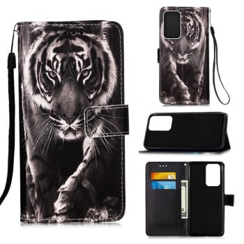 Чехол-книжка Pattern Plain Weave для Samsung Galaxy A13 4G - Black White Tiger