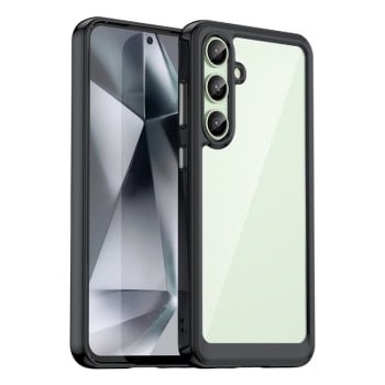 Протиударний чохол Colorful Acrylic Series із кольоровою силіконовою боковиною на Samsung Galaxy S24 FE 5G - чорний