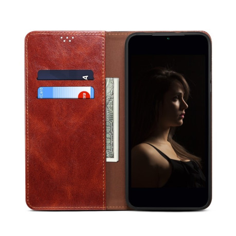 Чехол-книжка Simple Wax Crazy Horse для Samsung Galaxy S25 Ultra 5G - коричневый