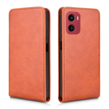 Флип-чехол Vertical Flip Leather Phone Case with Card Slot для Motorola Moto G05 - коричневый