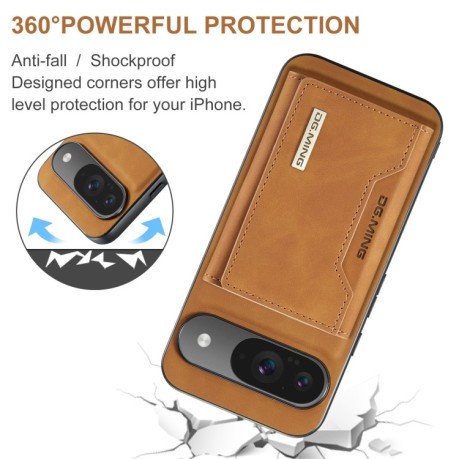 Чохол DG.MING M2 Series 3-Fold Multi Card Bag + Magnetic для Google Pixel 9/9 Pro - коричневий