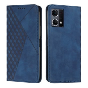 Чехол-книжка Diamond Splicing Skin Feel для OPPO Reno7 4G Global/F21 Pro 4G - синий