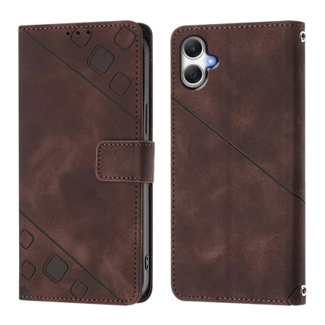 Чохол-книжка Skin-feel Embossed на Samsung Galaxy A07 4G - коричневий