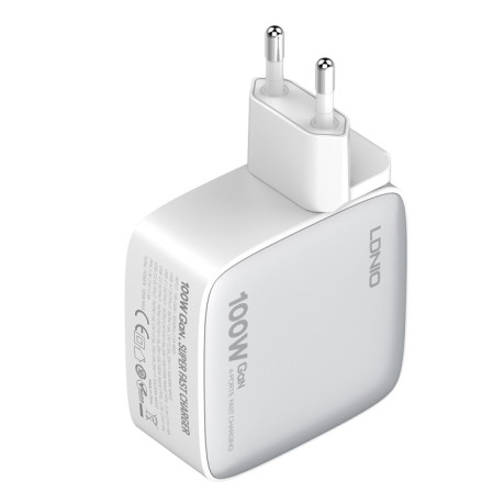 Скоросное зарядное устройство LDNIO Q408 100W GaN USB+3 USB-C / Type-C USB-C / Type-C to USB-C / Type-C  - белое