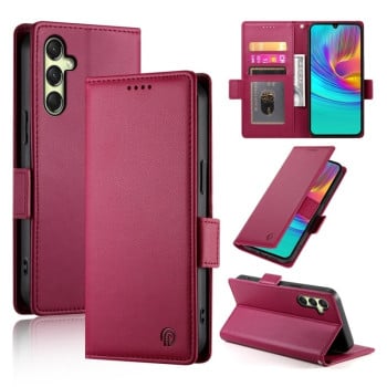 Чехол-книжка Side Buckle Magnetic Frosted Leather для Samsung Galaxy A16 5G - винно-красный