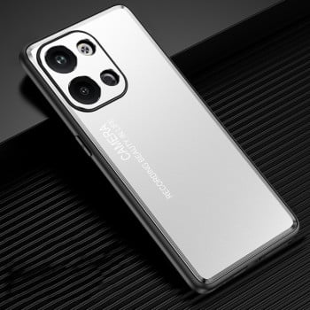 Противоударный чехол Frosted Metal для Xiaomi Redmi Note 13 5G - серебристый