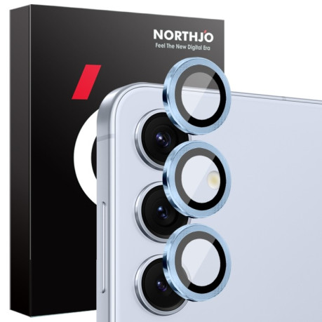 Захисне скло NORTHJO Glitter Camera Lens Protector Tempered Glass Metal Ring для Samsung Galaxy S25 5G - синє