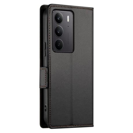 Чехол-книжка Side Buckle Magnetic Frosted Leather на Realme C75 / Realme 14x - черный