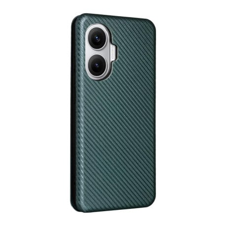 Чехол-книжка Carbon Fiber Texture на Xiaomi Poco F7 5G - зеленый