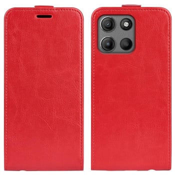 Флип-чехол Vertical Flip Leather Phone Case with Card Slot для Motorola Moto G15 - красный