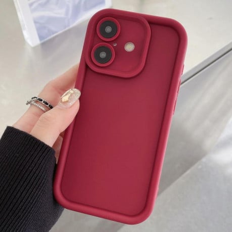 Чехол силиконовый Shockproof Frame Frosted Precise Hole на iPhone 17 - винно-красный